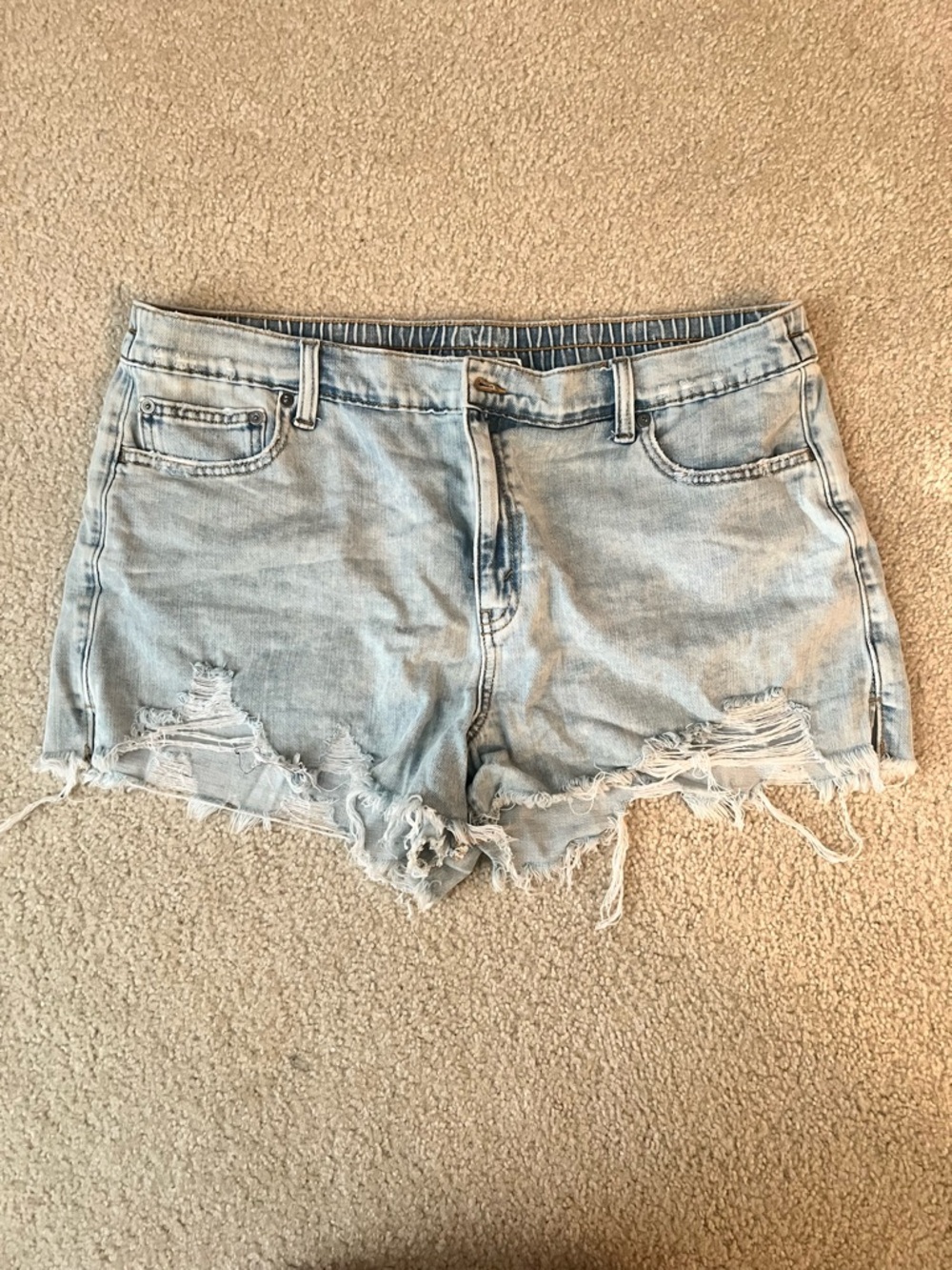 aerie Light Blue Distressed Denim Cutoff Shorts